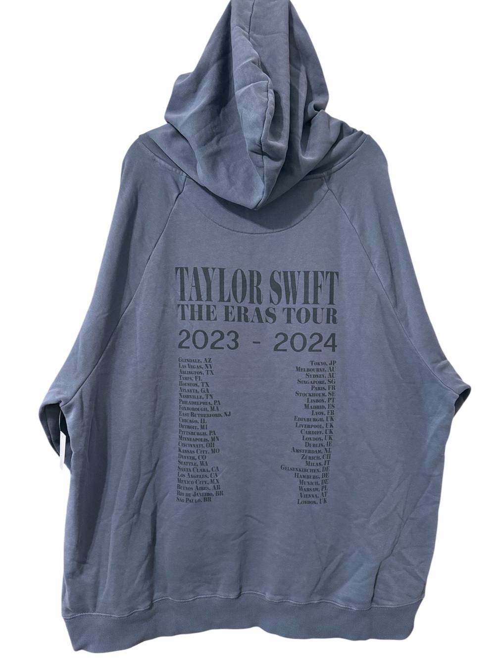 New Taylor Swift The Eras Tour Blue Hoodie with International Dates 2023 - 2024